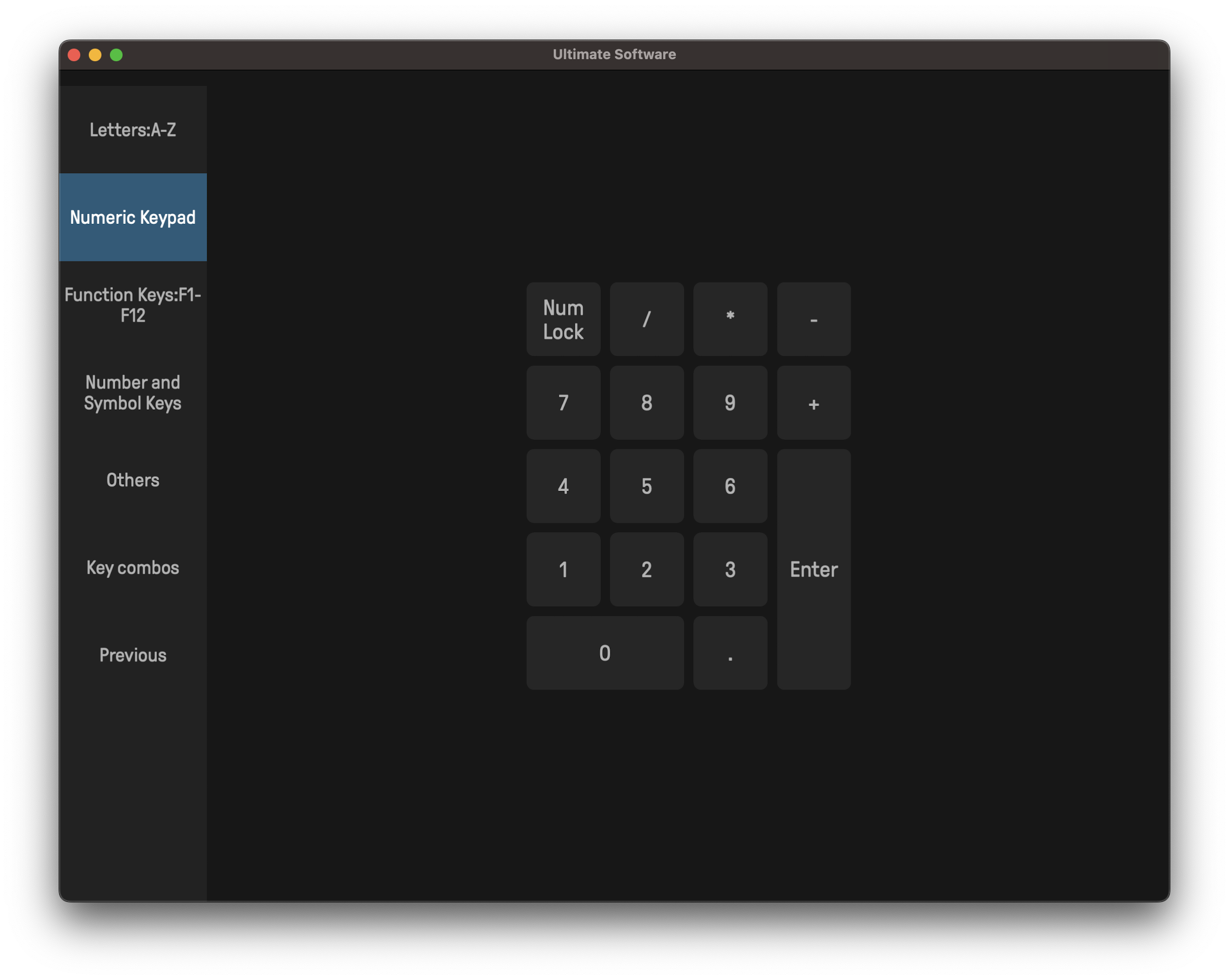 8BitDo Micro Key Config 画面イメージ - テンキー関係